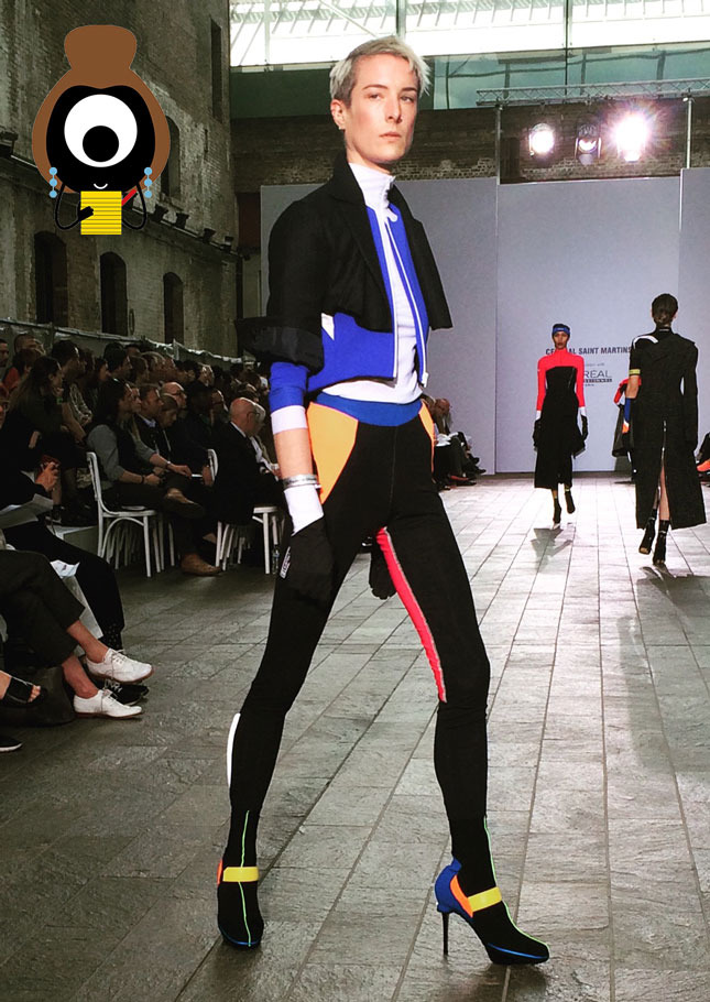 At graduate shows, the peacock male stretches designers� wings